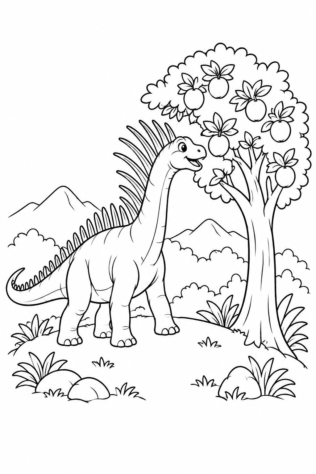 アマルガサウルスと木の実の丘の塗り絵