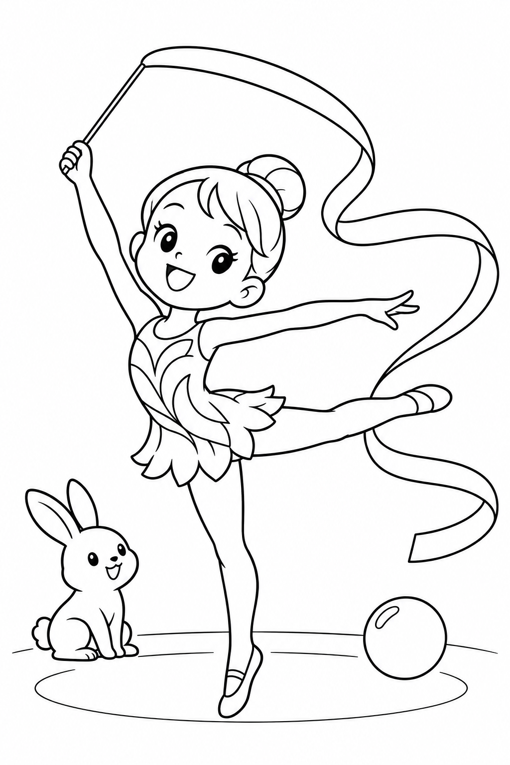 新体操とリボンの塗り絵