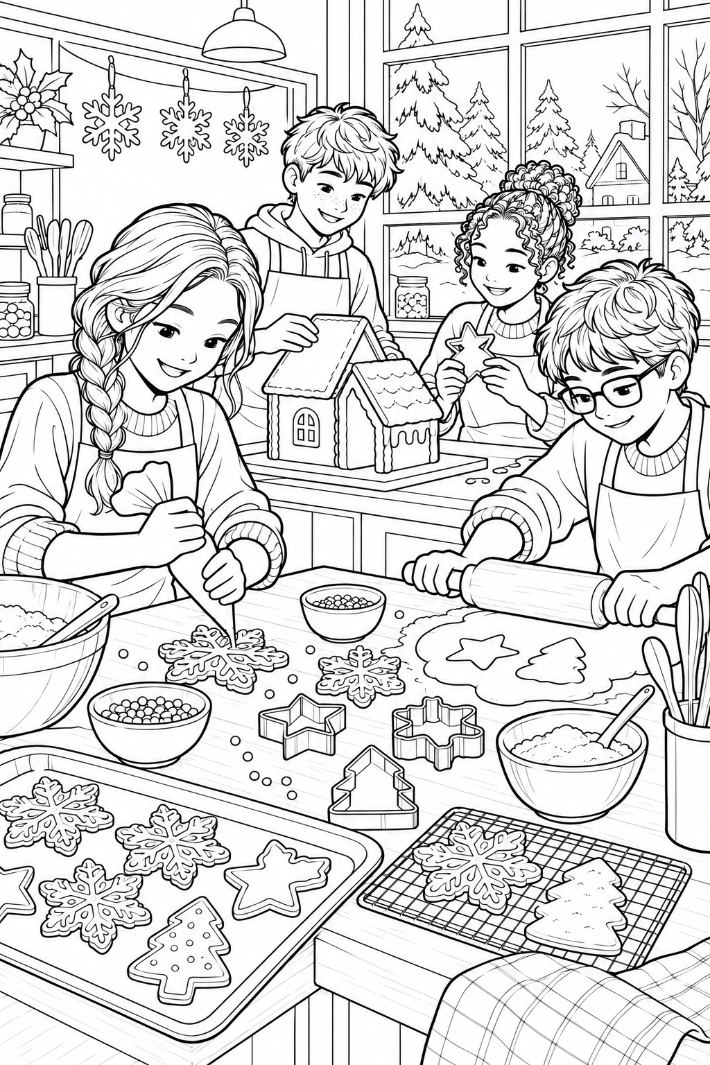 冬のお菓子づくりの教室の塗り絵