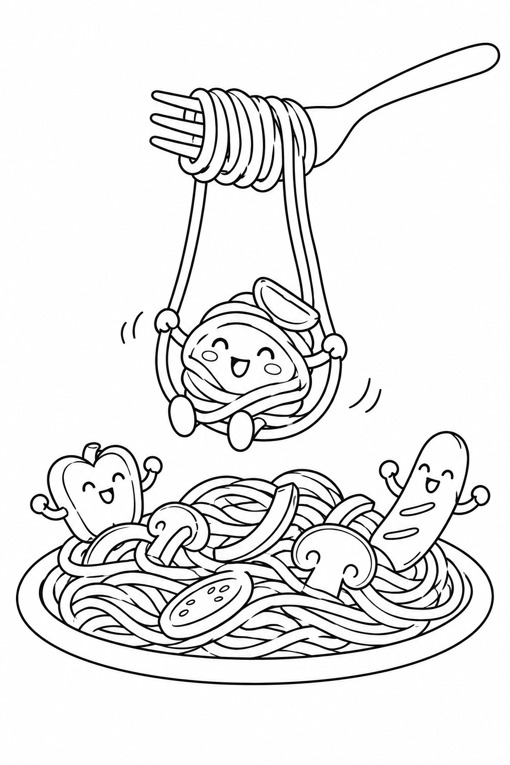 ナポリタンのフォークブランコの塗り絵