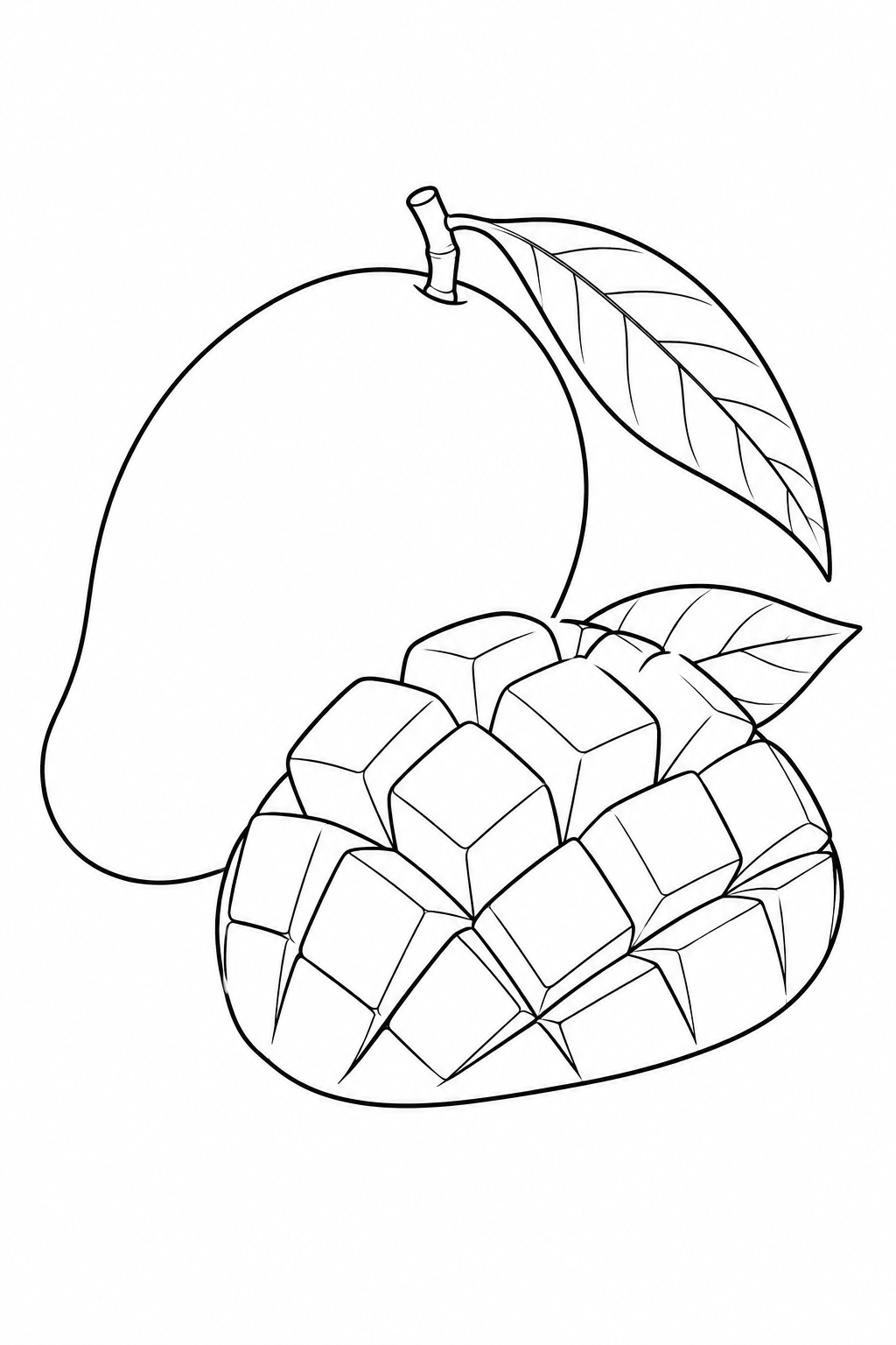 まるごとマンゴーと角切りの塗り絵