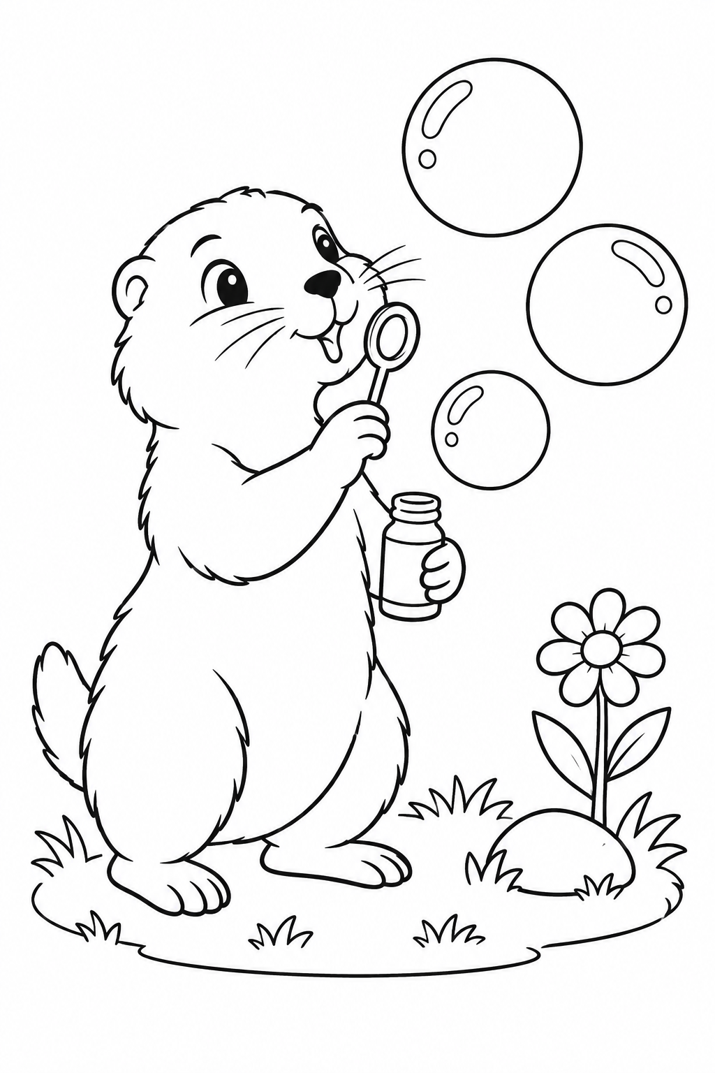Dibujo de El perrito de las praderas hace burbujas de jabón para colorear