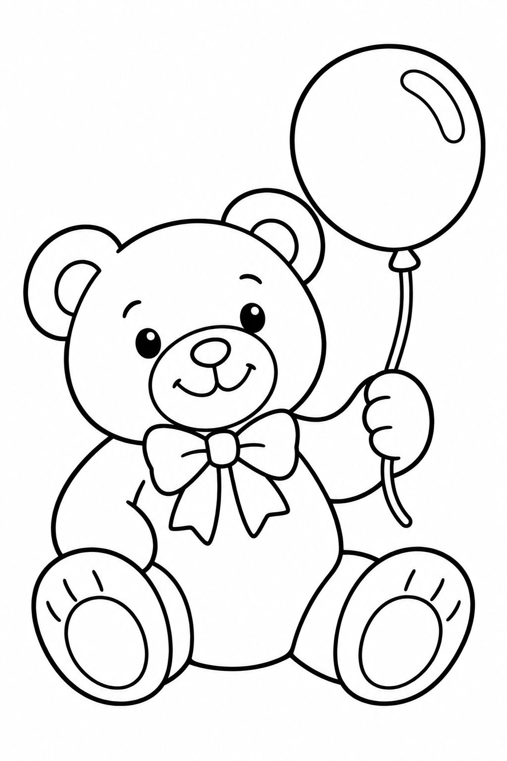 くまのぬいぐるみとふうせんの塗り絵