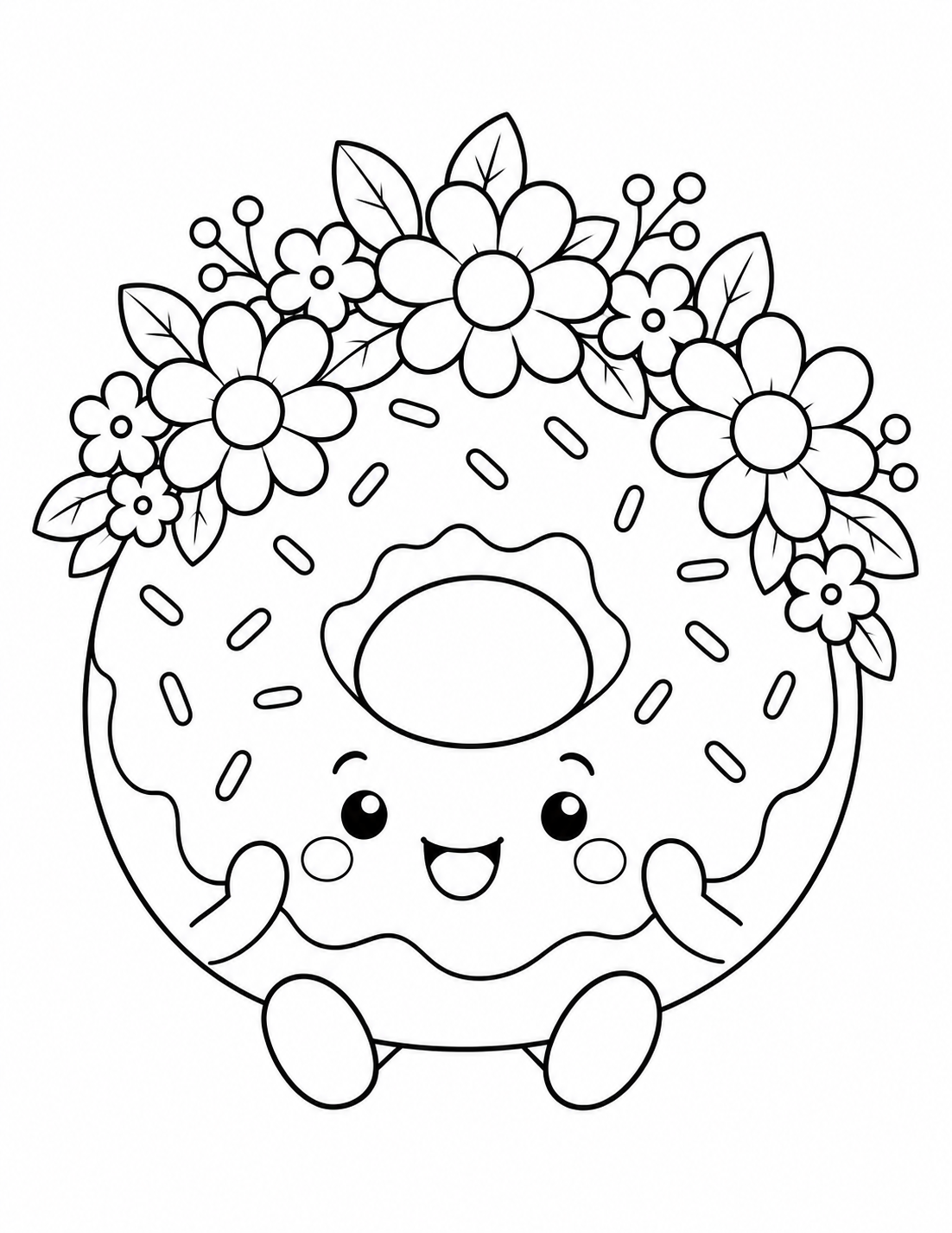 ドーナツの花の輪の塗り絵