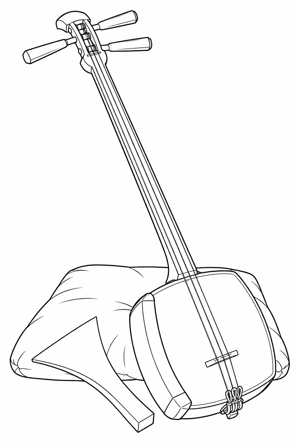 Dibujo de Shamisen largo y púa pequeña para colorear