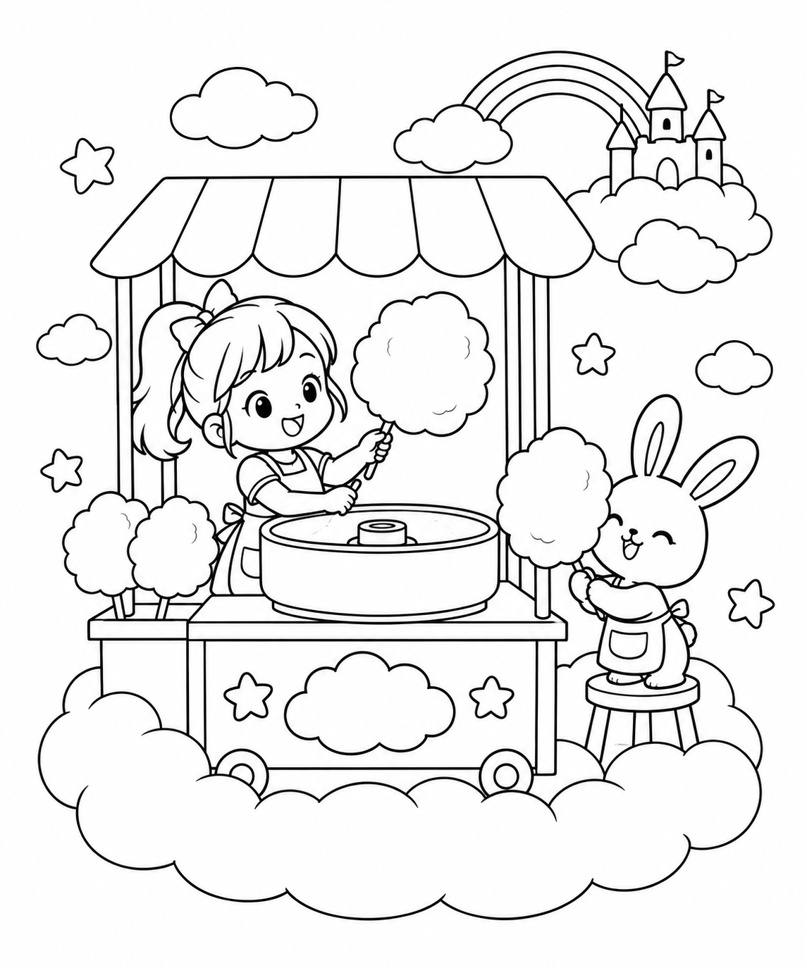 雲の上の綿あめ工房の塗り絵