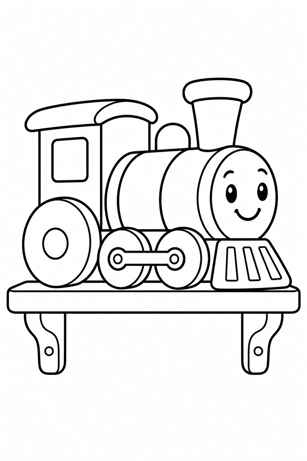 木の機関車とおもちゃの棚の塗り絵