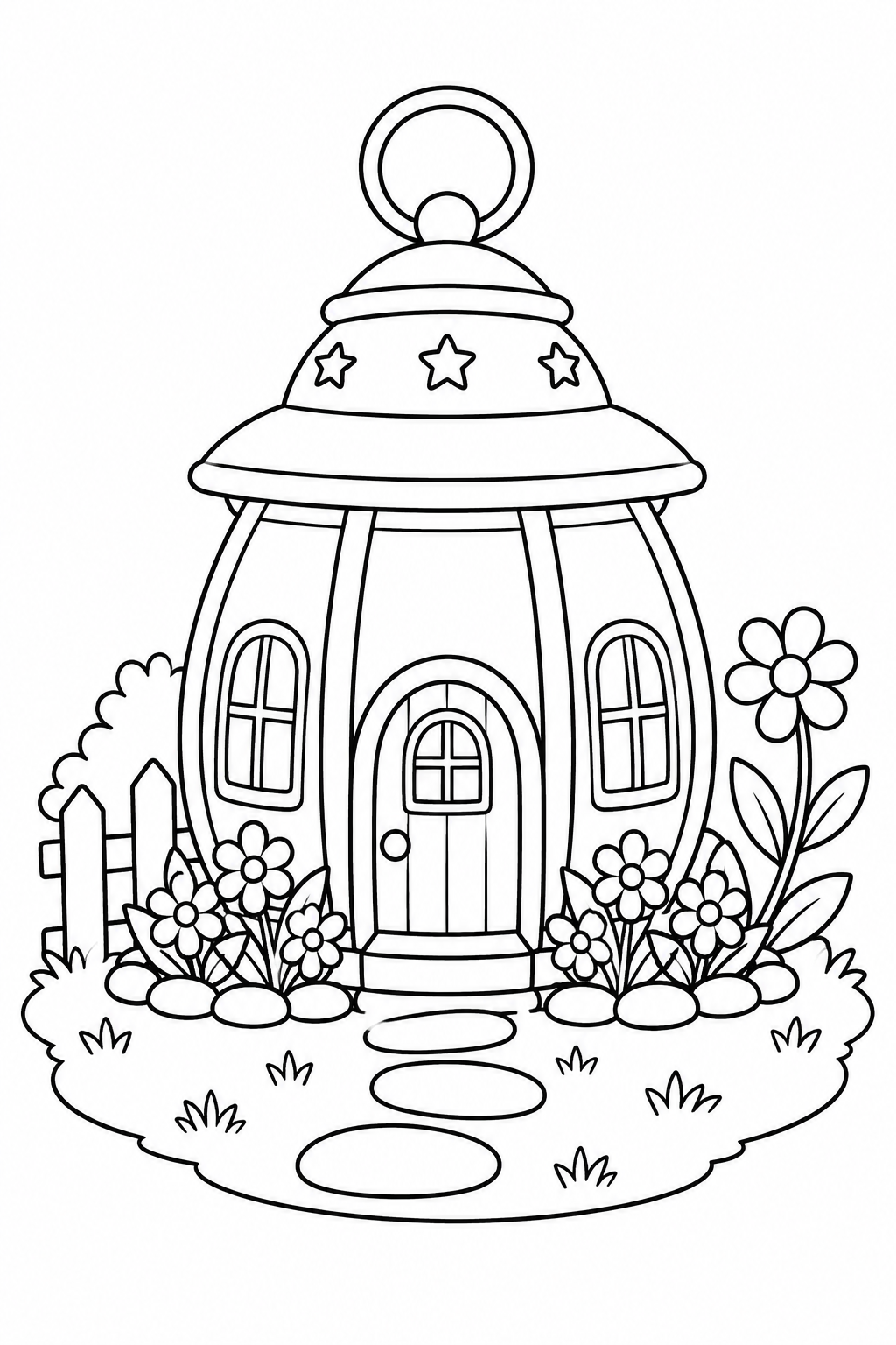 ランタンのおうちの花壇の塗り絵