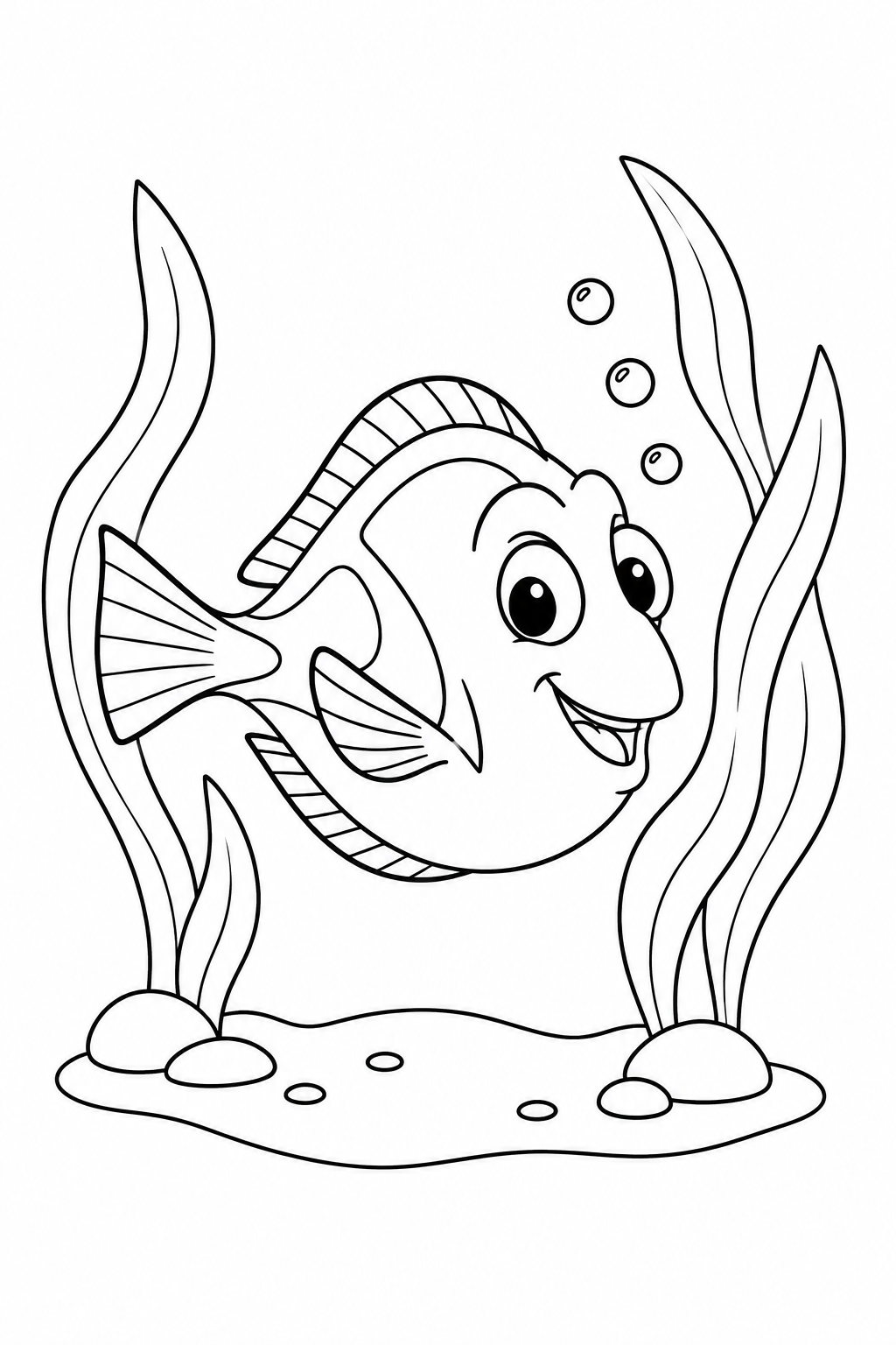 Blue tang fish in a Seagrass Forest coloring page