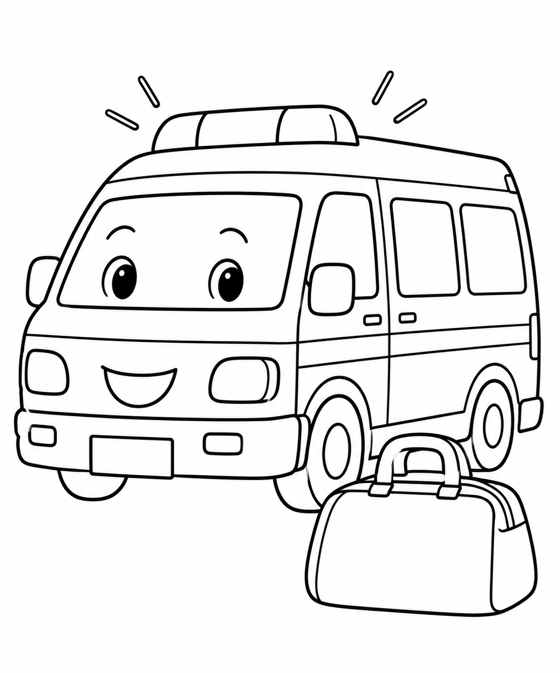 救急車と救急バッグの塗り絵