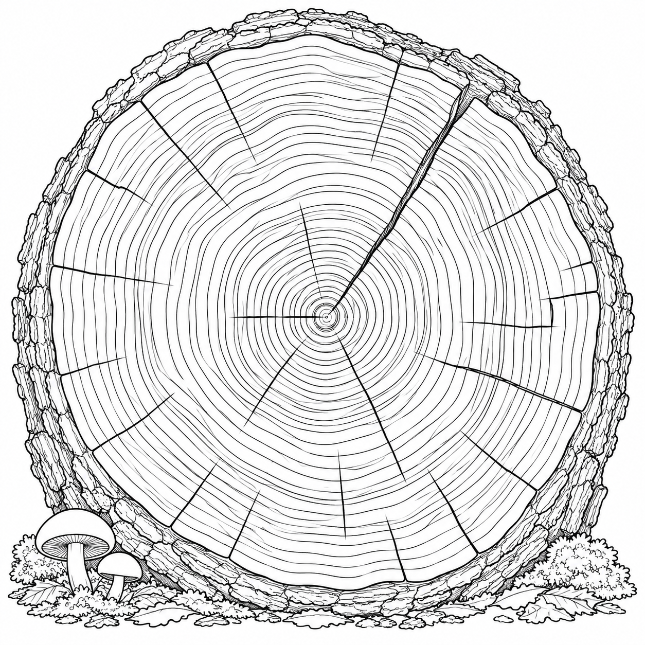 Dibujo de Anillos de un tronco en el bosque para colorear