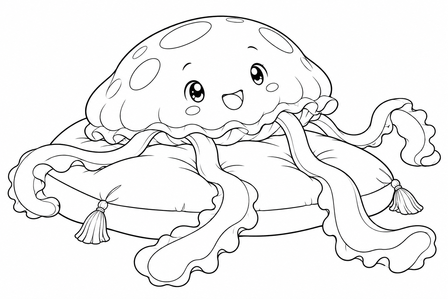風船クラゲのふわりとした着地の塗り絵