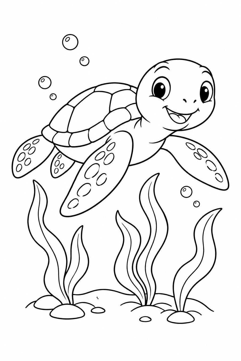 ウミガメと海草の森の塗り絵