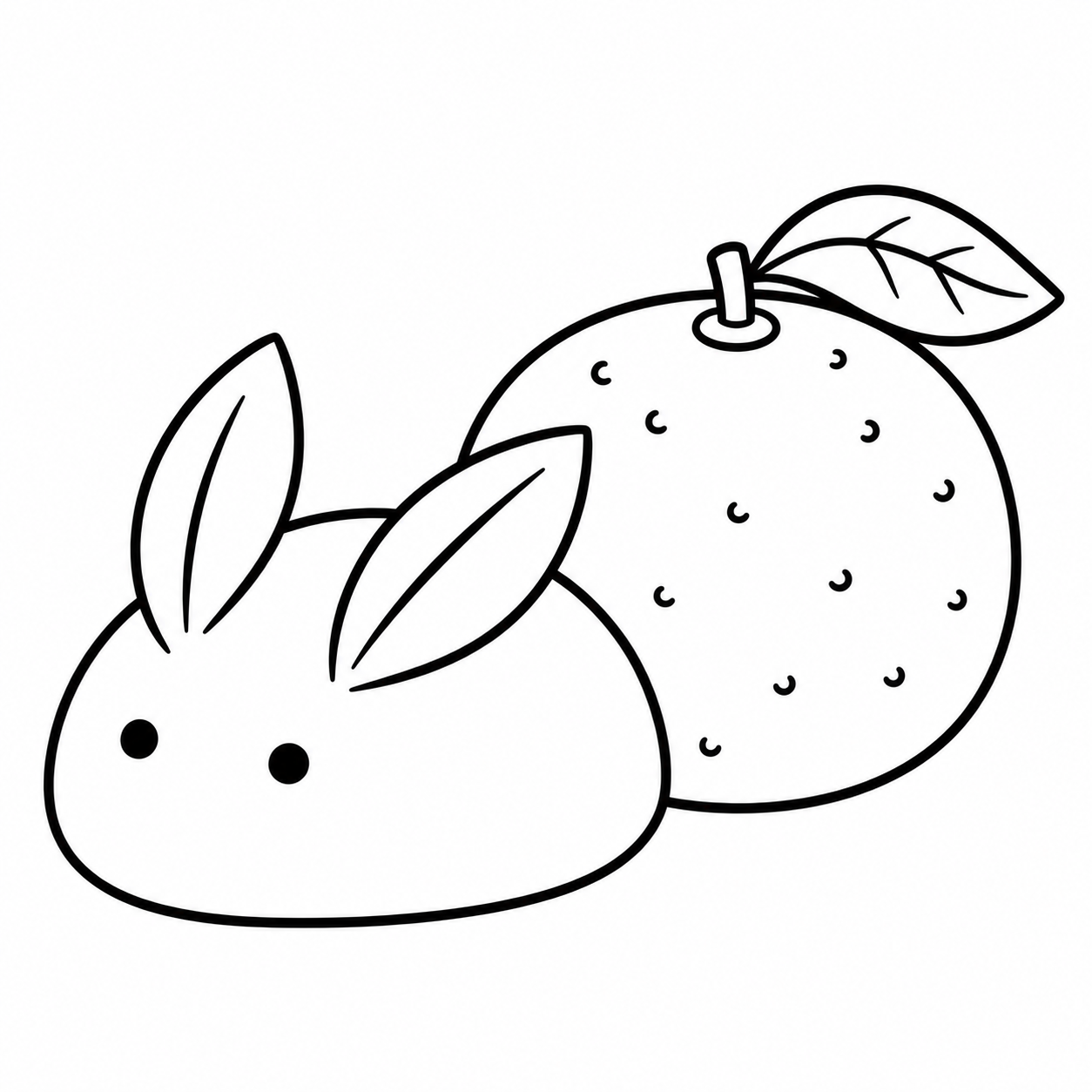 ゆきうさぎとみかんの塗り絵