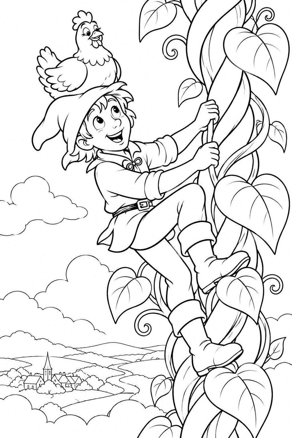 Jack and the Beanstalk・Comedy — A special seat just for the hen coloring page