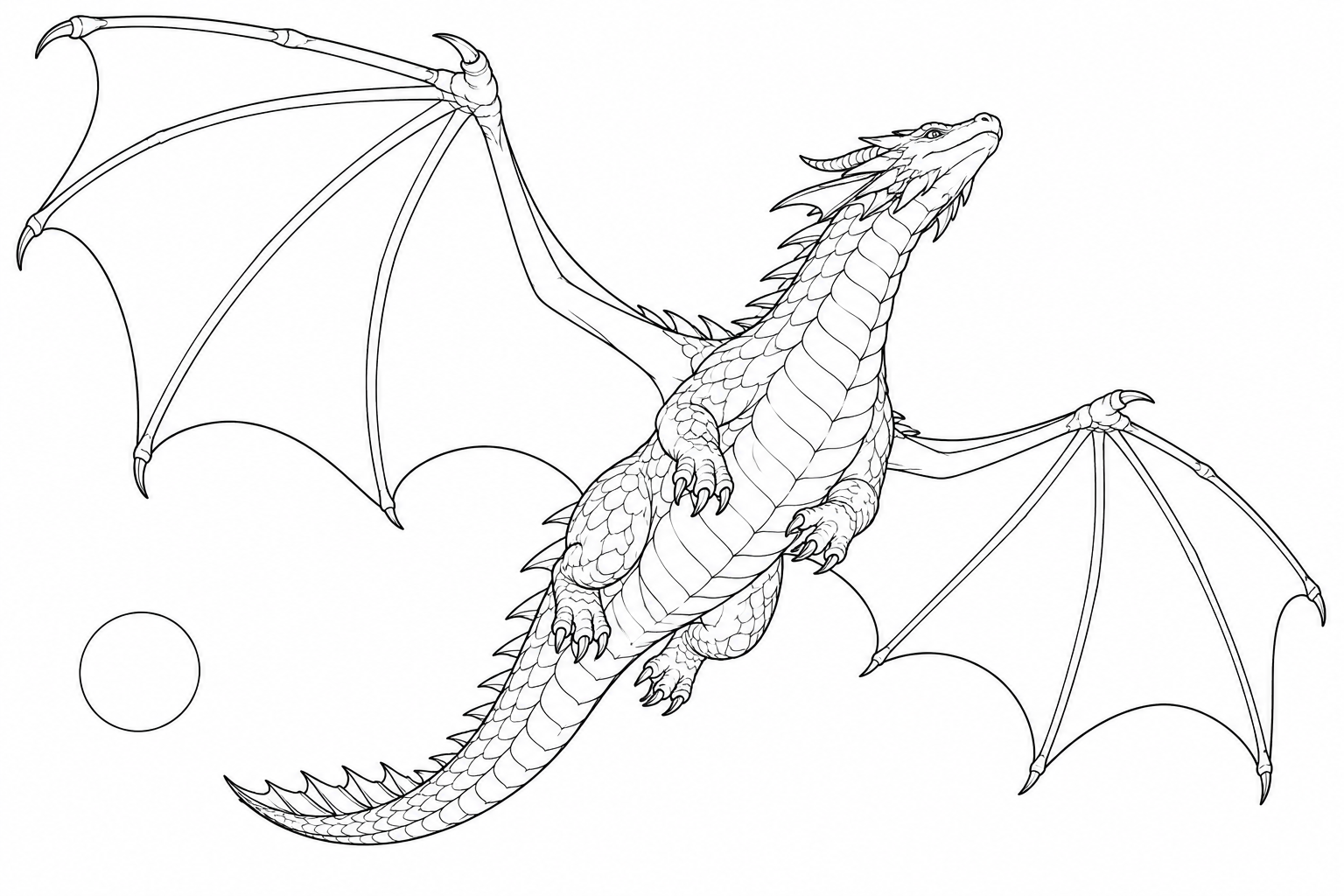 Desenho de Asas de dragão no céu do entardecer para colorir