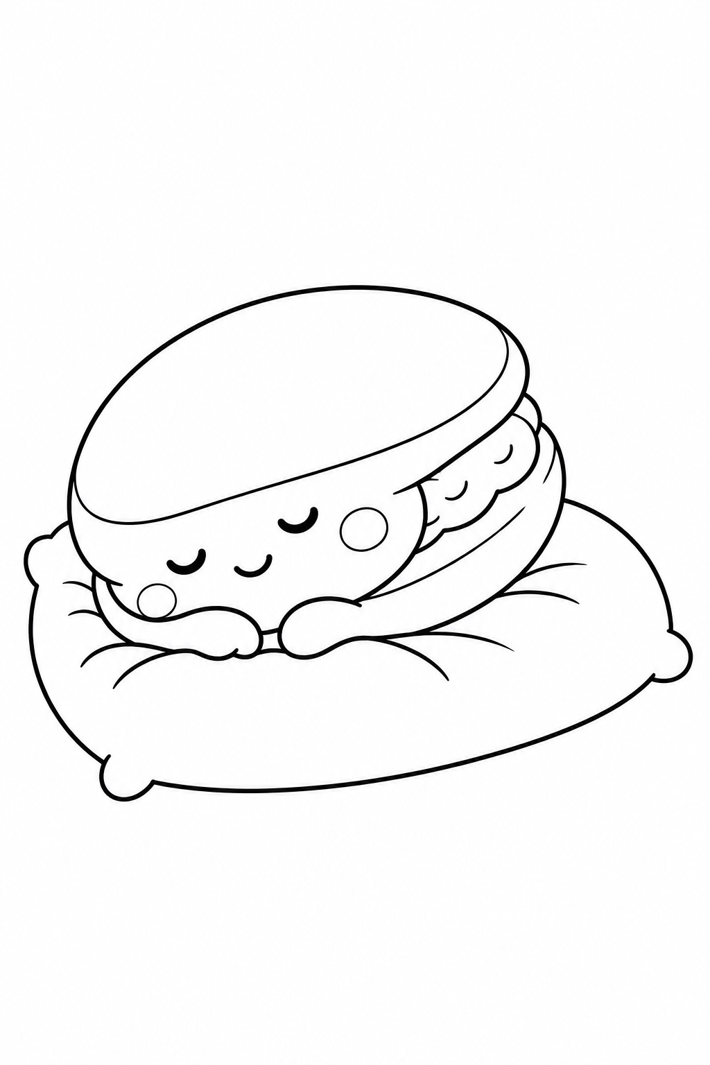 どら焼きのお昼寝まくらの塗り絵