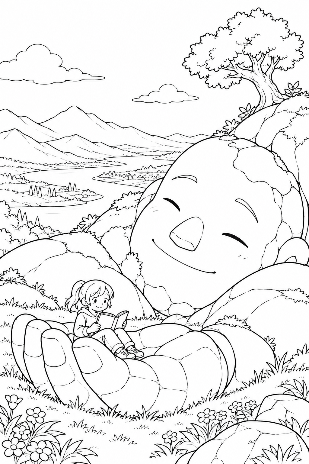 眠る岩の巨人の塗り絵