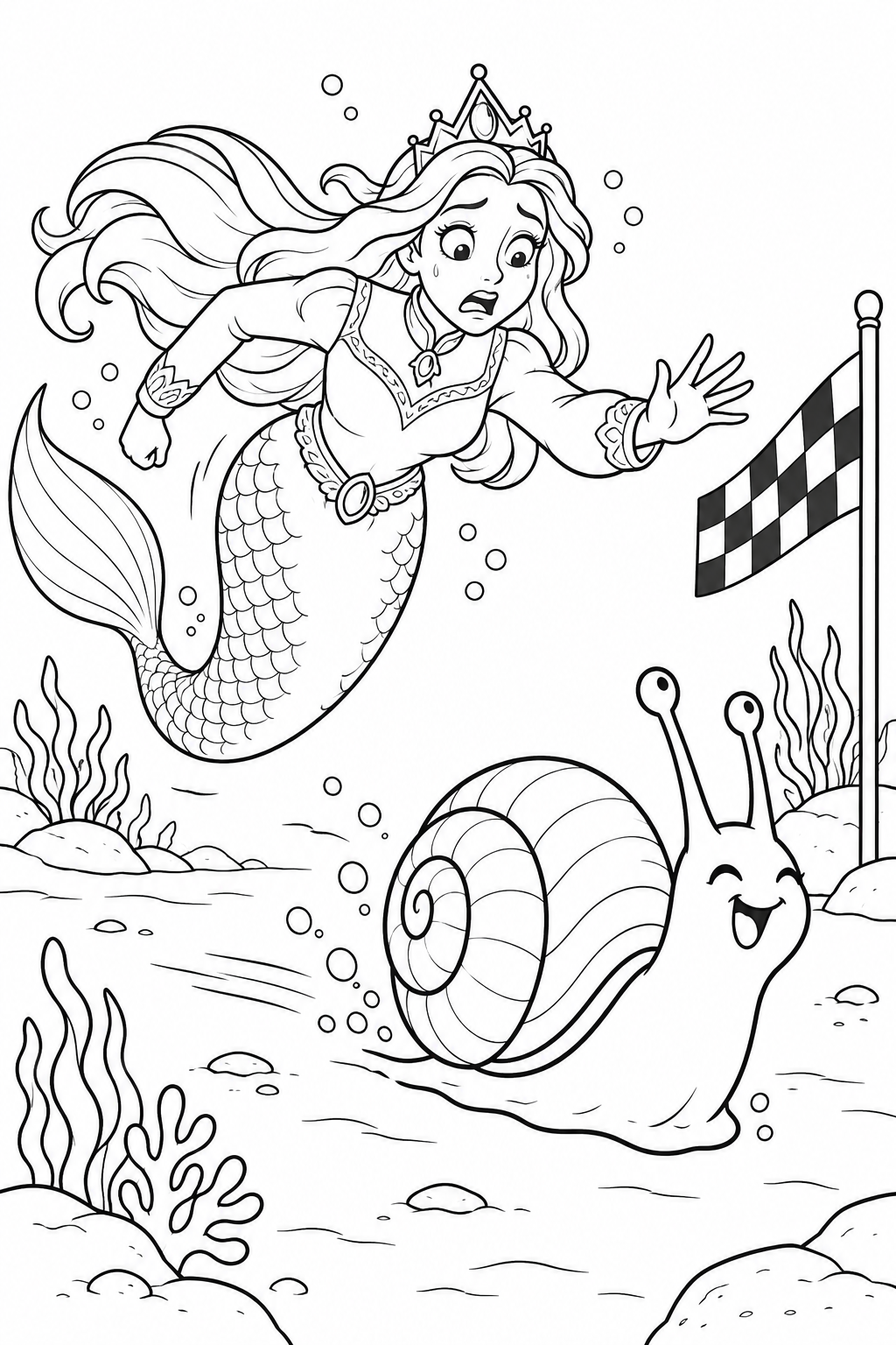 人魚姫:海の巻貝に追い抜かれた日の塗り絵