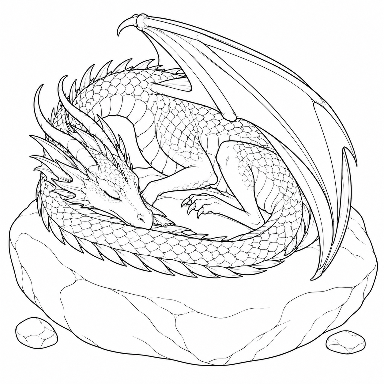 Coloriage Dragon endormi en croissant