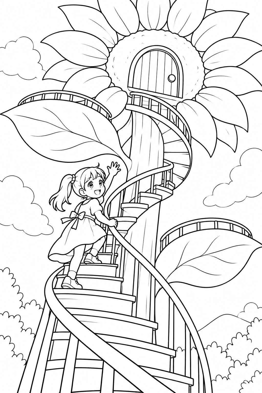 ひまわりの塔の階段の塗り絵