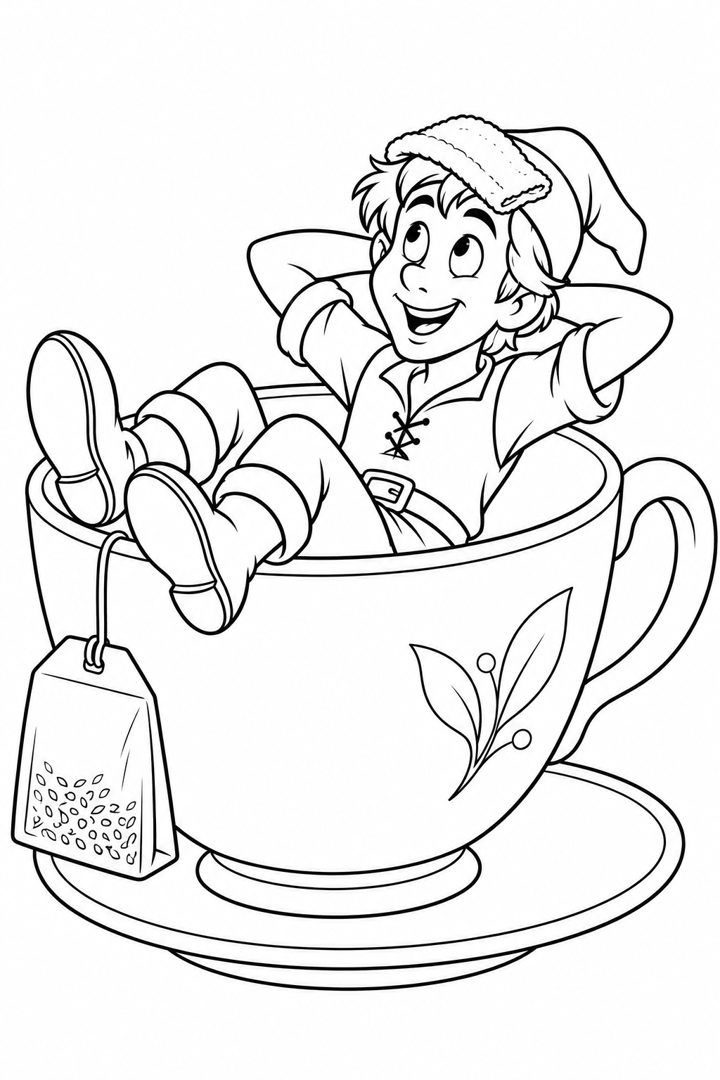 Jack and the Beanstalk・Comedy — A teacup pretend bath coloring page