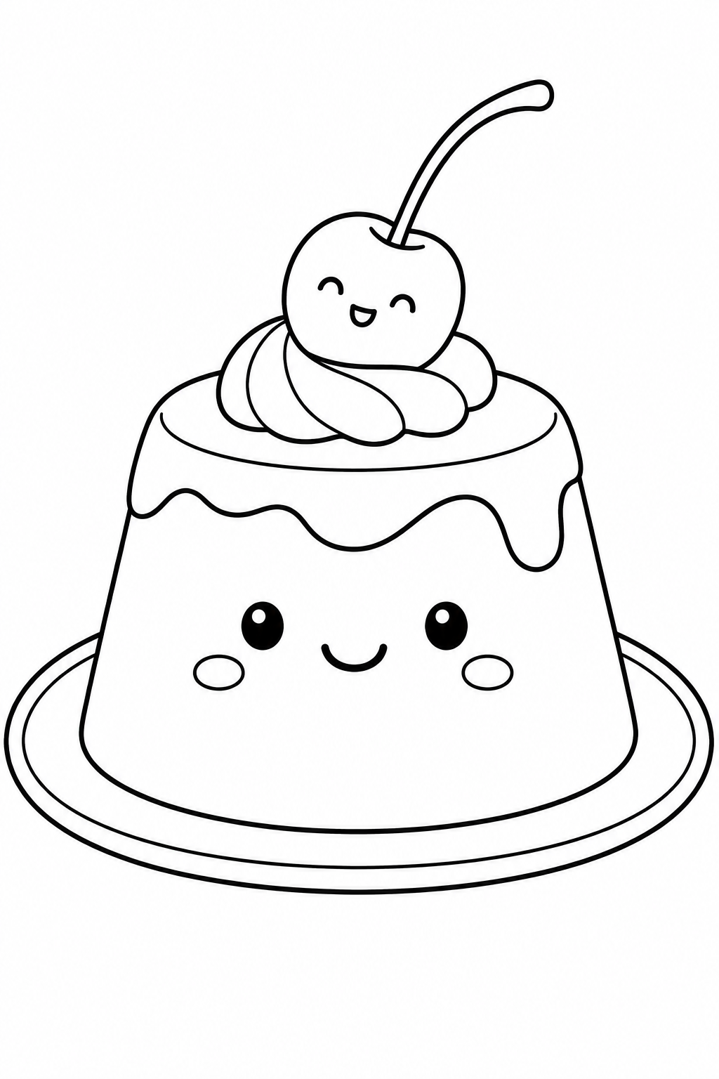 プリンのさくらんぼ帽子の塗り絵