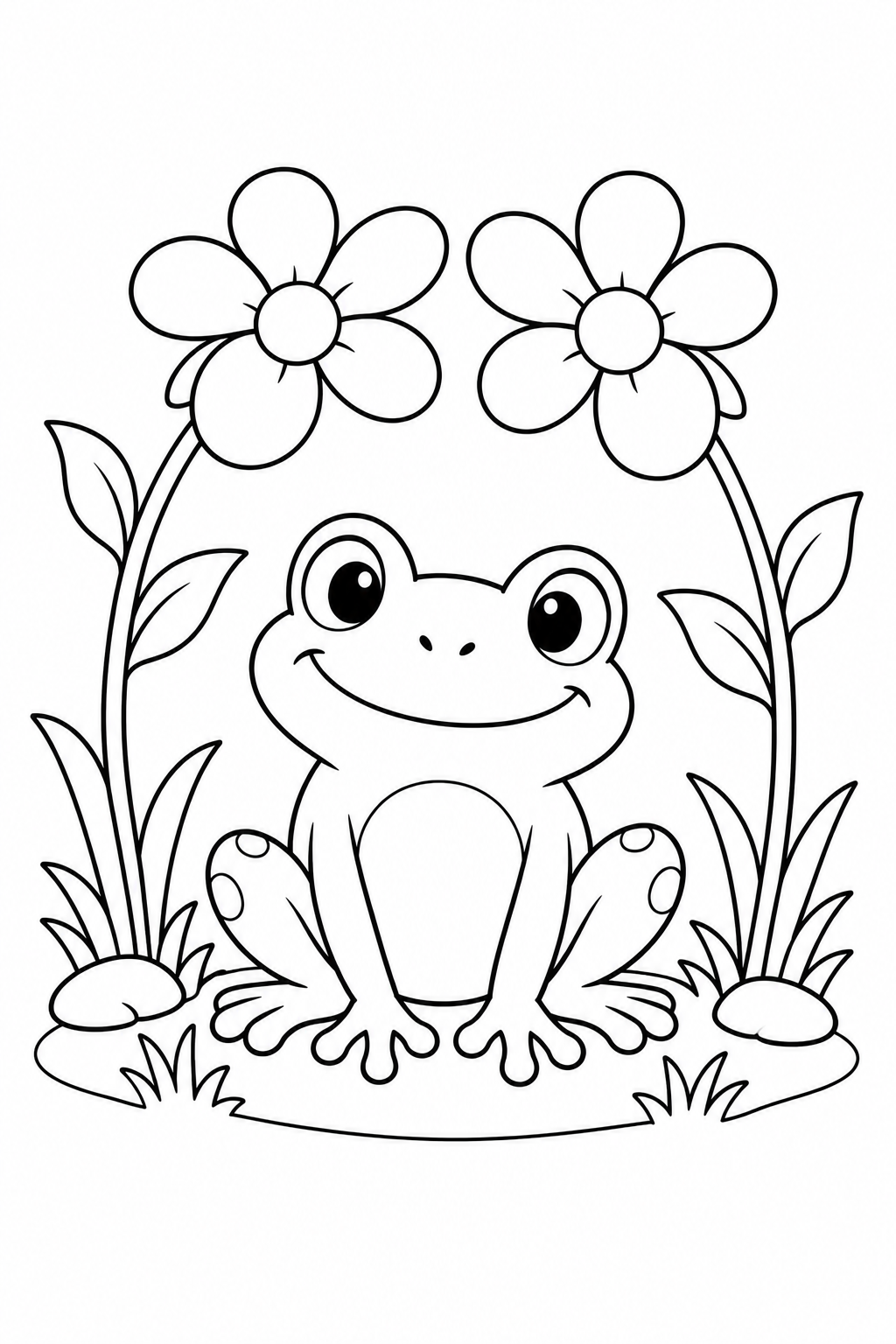 青蛙和花朵隧道涂色页