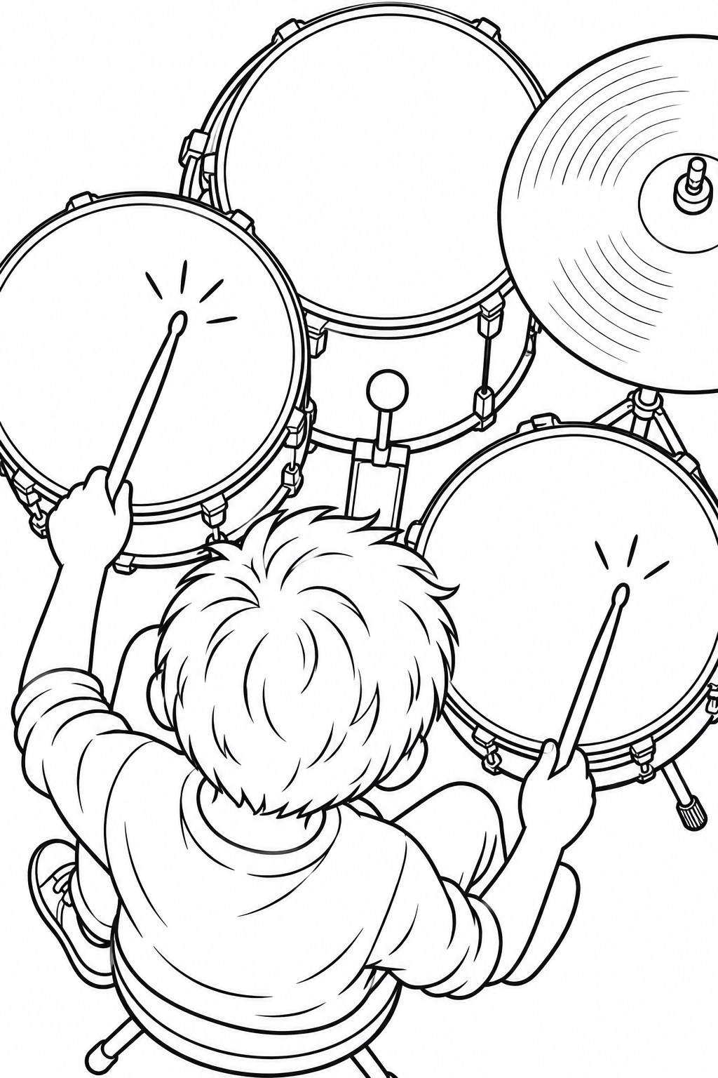 ドラムを上から見てみようの塗り絵