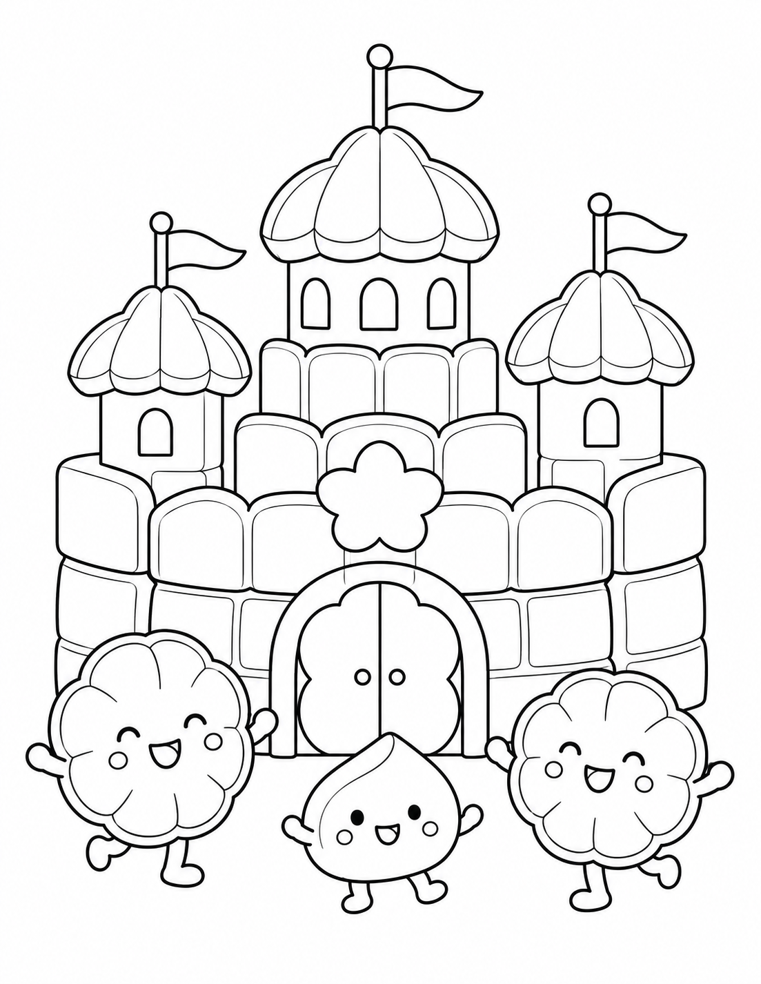 Coloriage Le petit château en monaka (gaufrette fourrée aux haricots rouges)