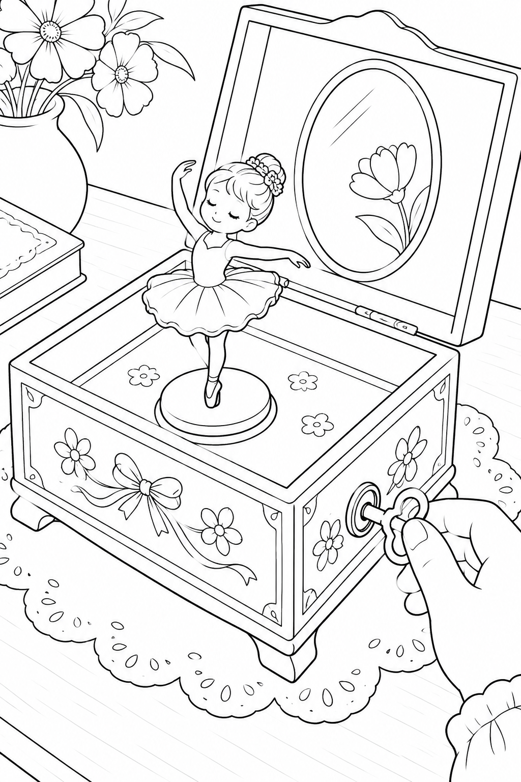 オルゴールの小さなダンサーの塗り絵