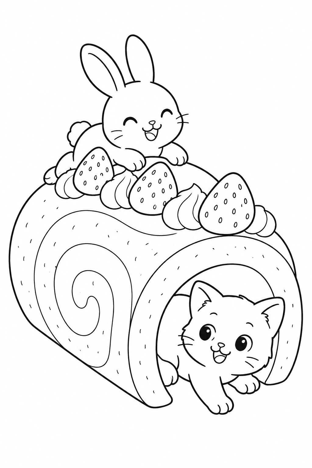 ロールケーキのトンネルの塗り絵