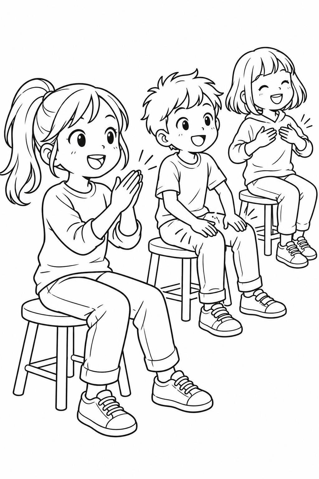 手拍子ひざ拍子の塗り絵