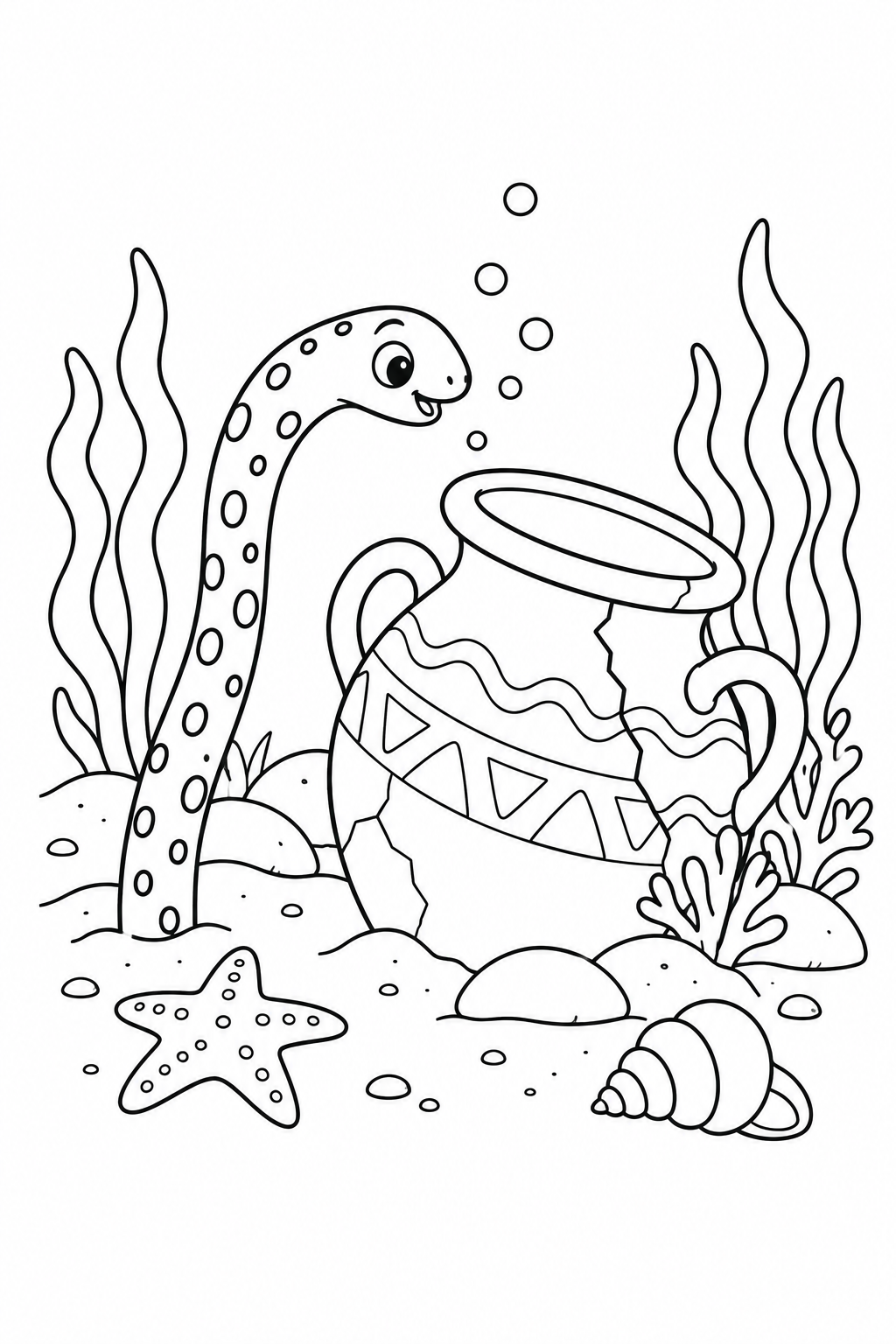 チンアナゴと沈んだ壺の塗り絵