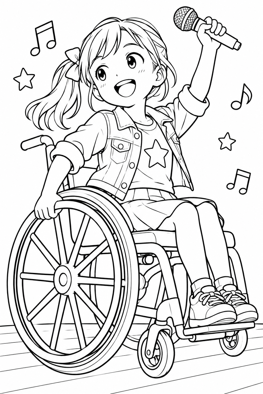 車いすのポップスターの塗り絵