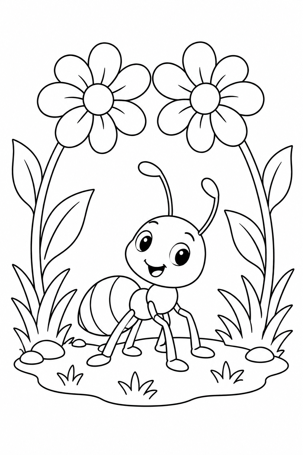 Desenho de A formiga e o túnel de flores para colorir