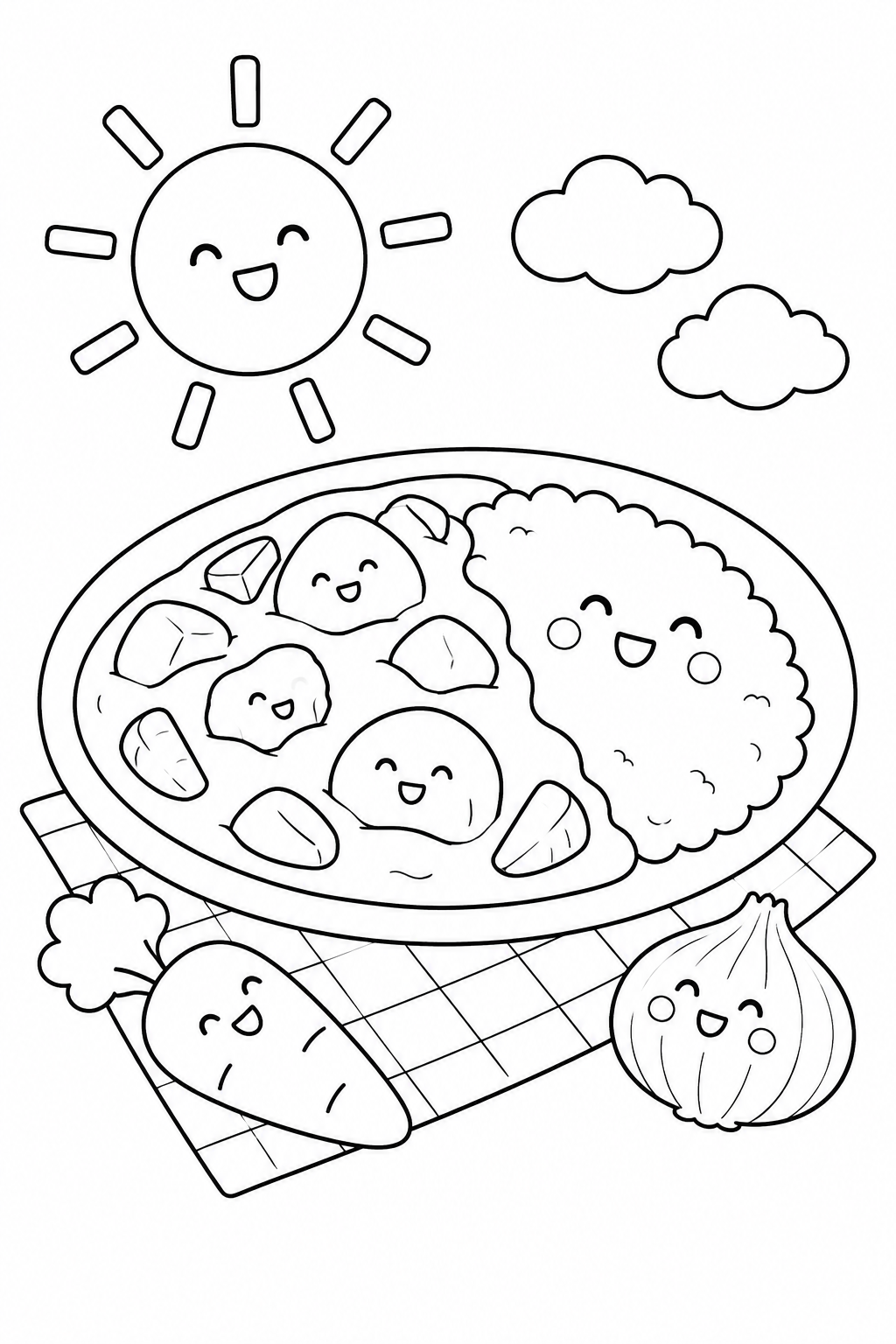 カレーライスのひなたぼっこの塗り絵