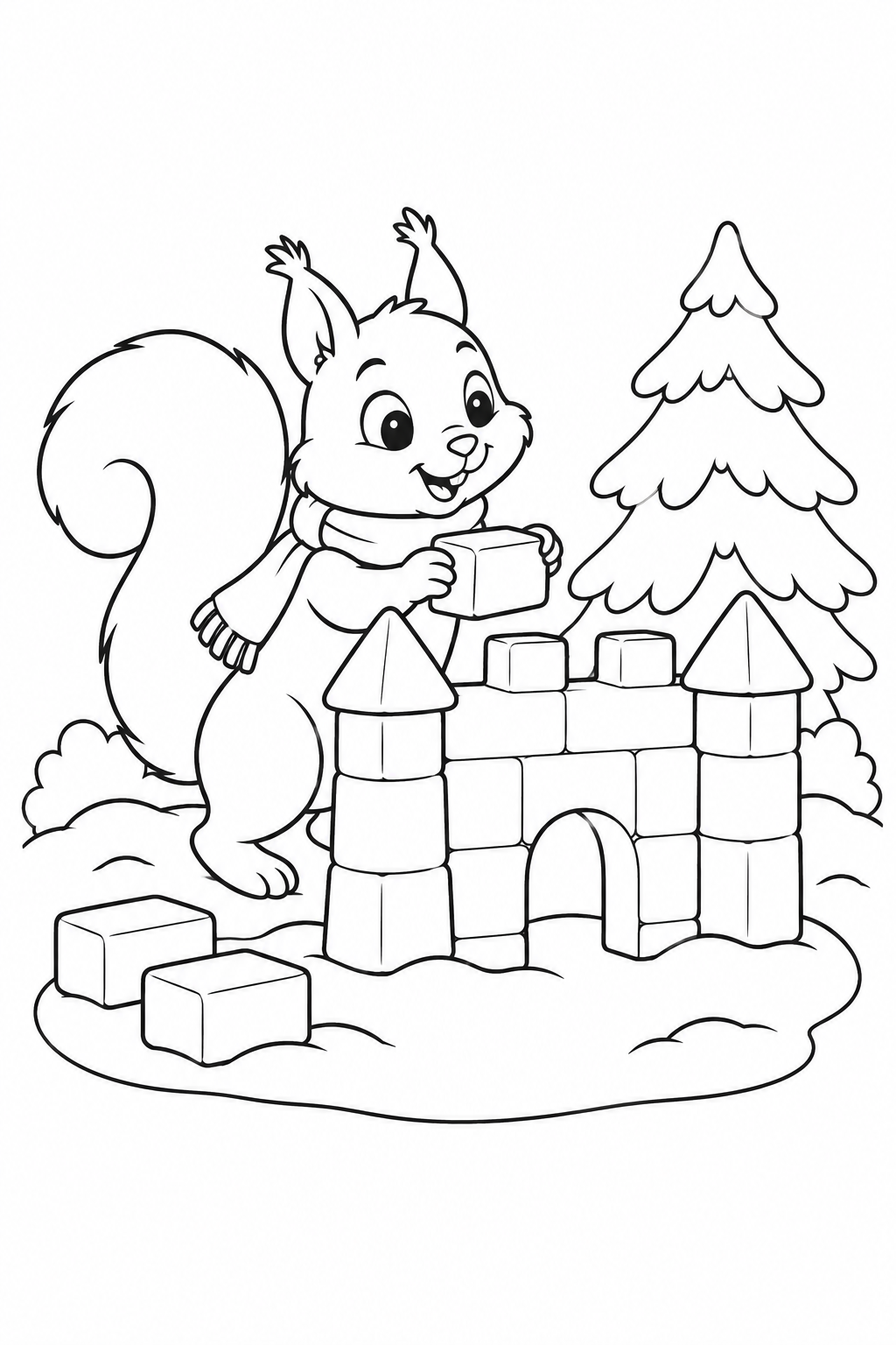 りすの氷のお城の塗り絵