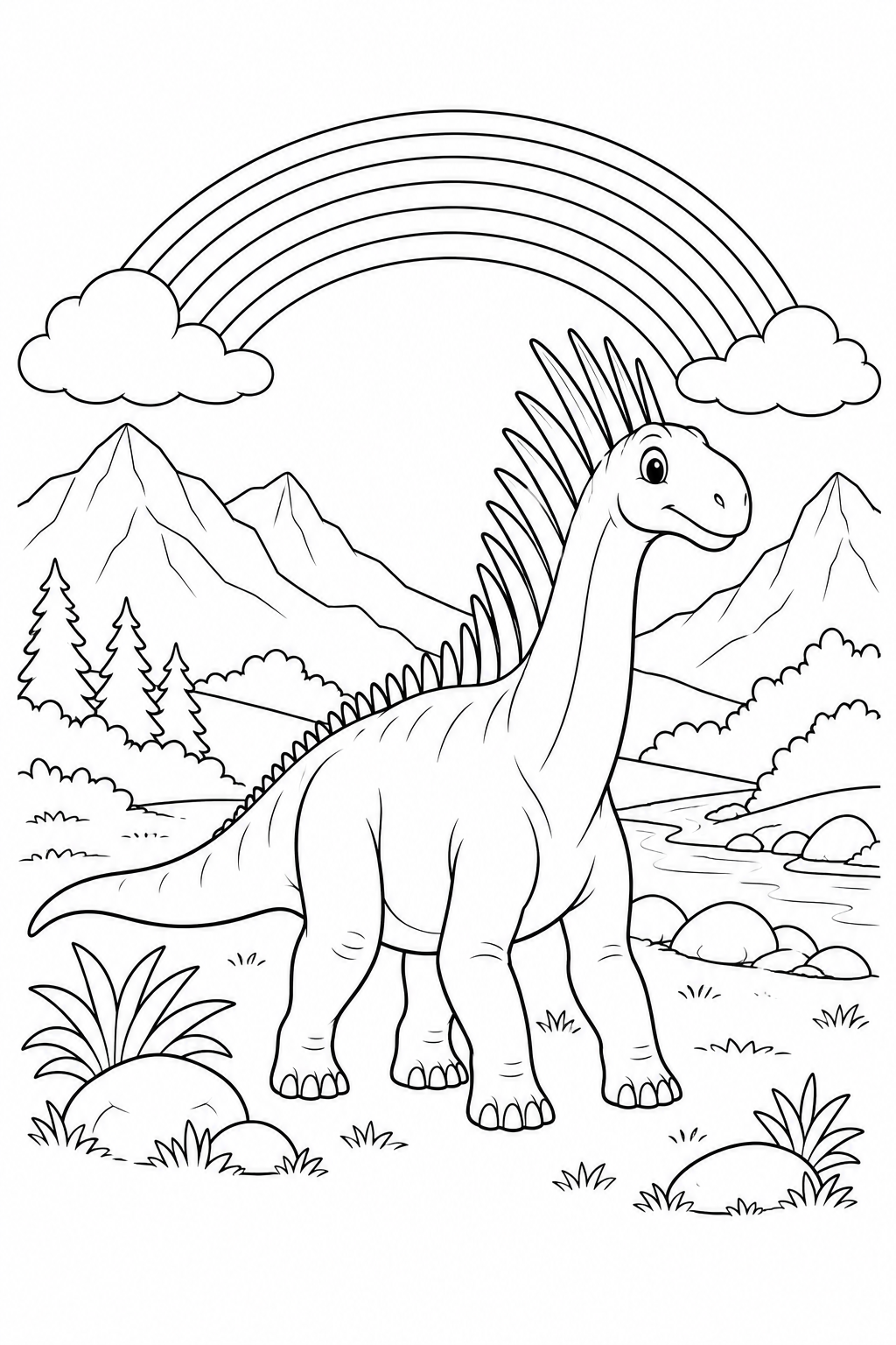 アマルガサウルスと虹の谷の塗り絵
