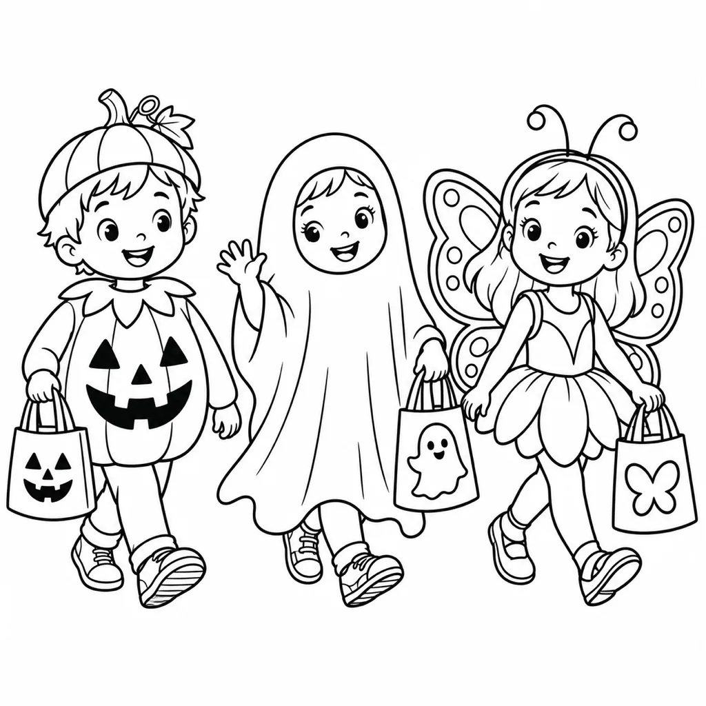 ハロウィンのかそうパレードの塗り絵
