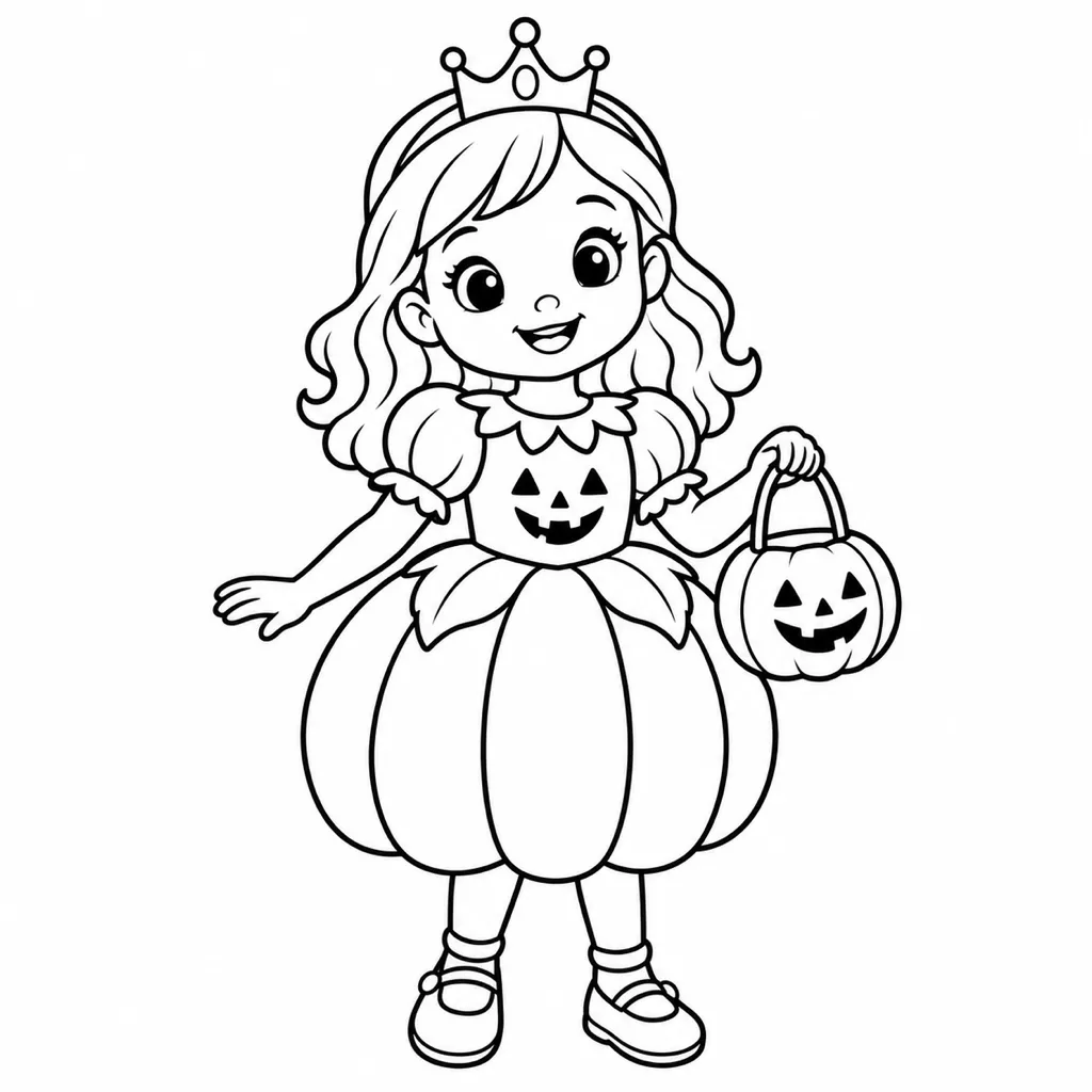 かぼちゃドレスのおひめさまの塗り絵