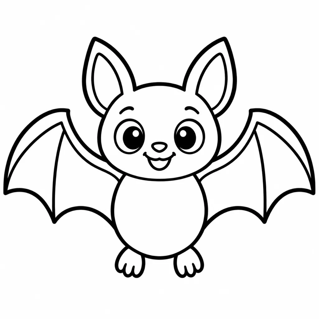 かわいいコウモリの塗り絵
